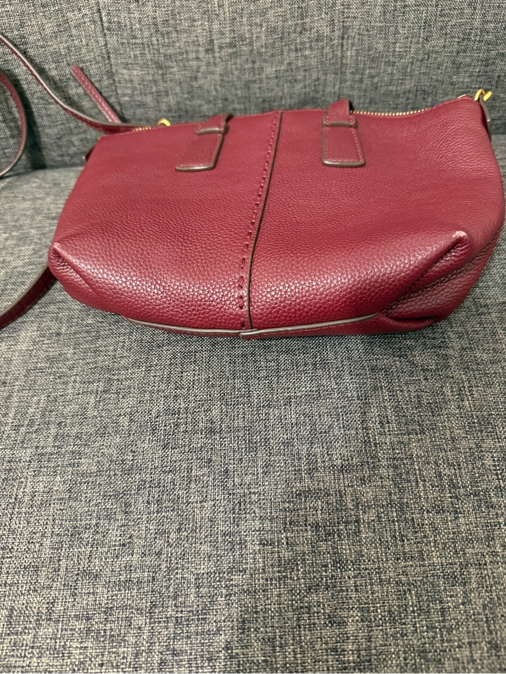 Tory Burch Small Pebbled Leather Satchel in Wine with Gold Hardware - Picture 3 of 4